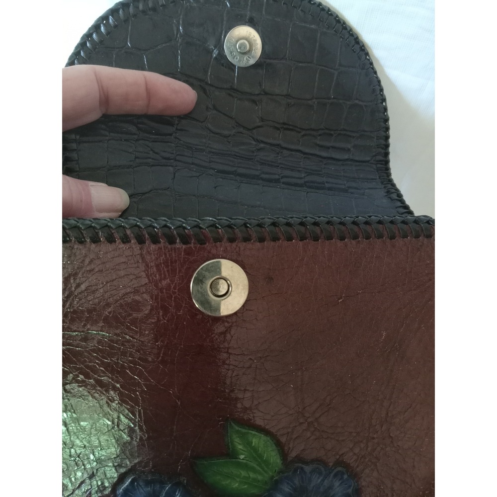 Vintage Leather Tooled Floral Hello Kitty Purse Crossbody Shoulder Bag - Picture 3 of 7